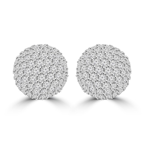 2.35 ct Half Ball Round Cut Diamond Earrings ( G Color SI-1 Clarity) In 14 kt White Gold